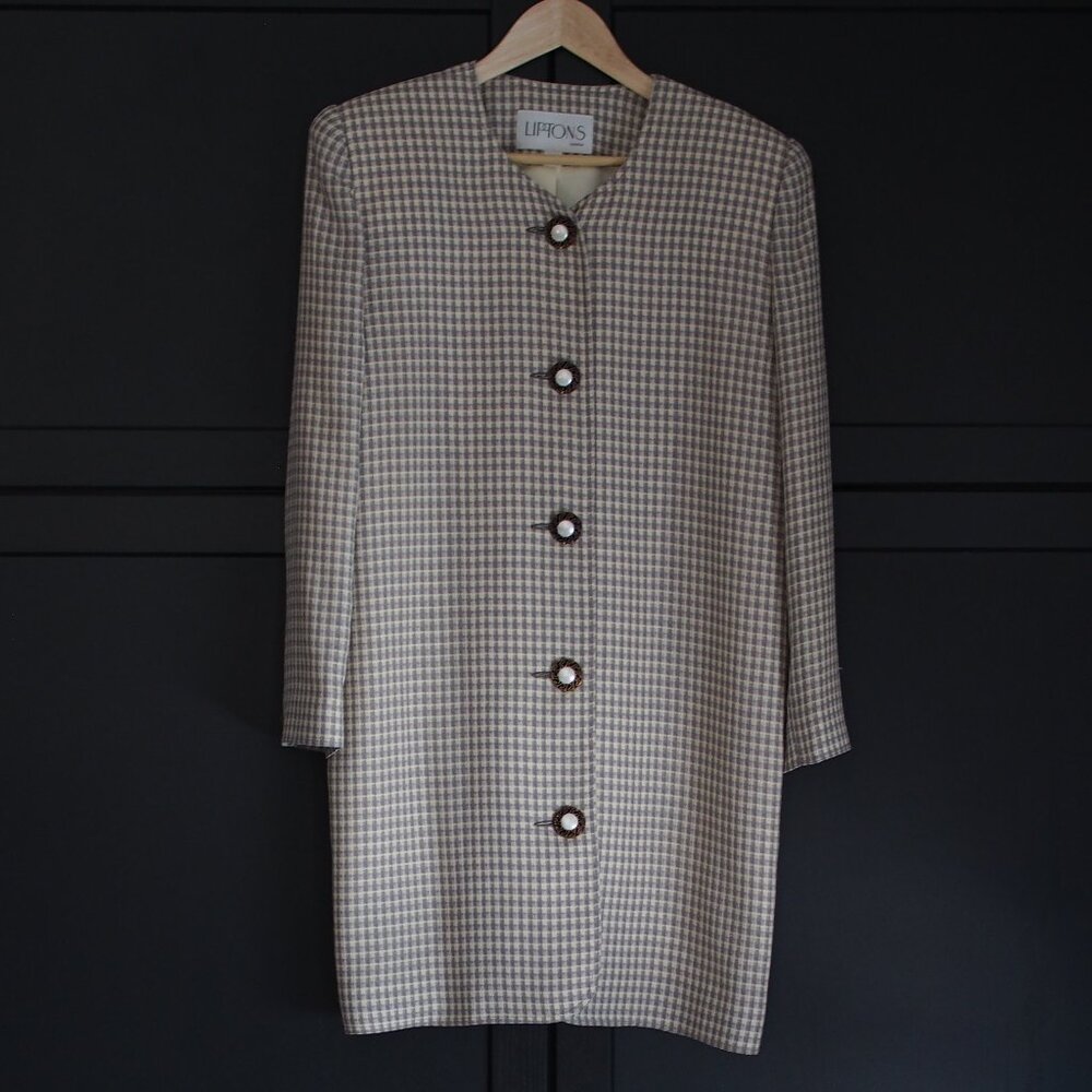 Liptons | Vintage Wool Checked Blazer Coat